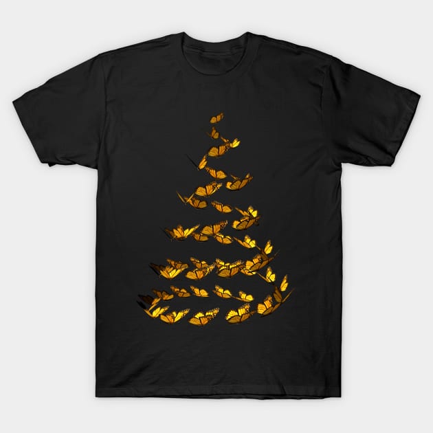 Butterfly Christmas Tree T-Shirt by lightidea